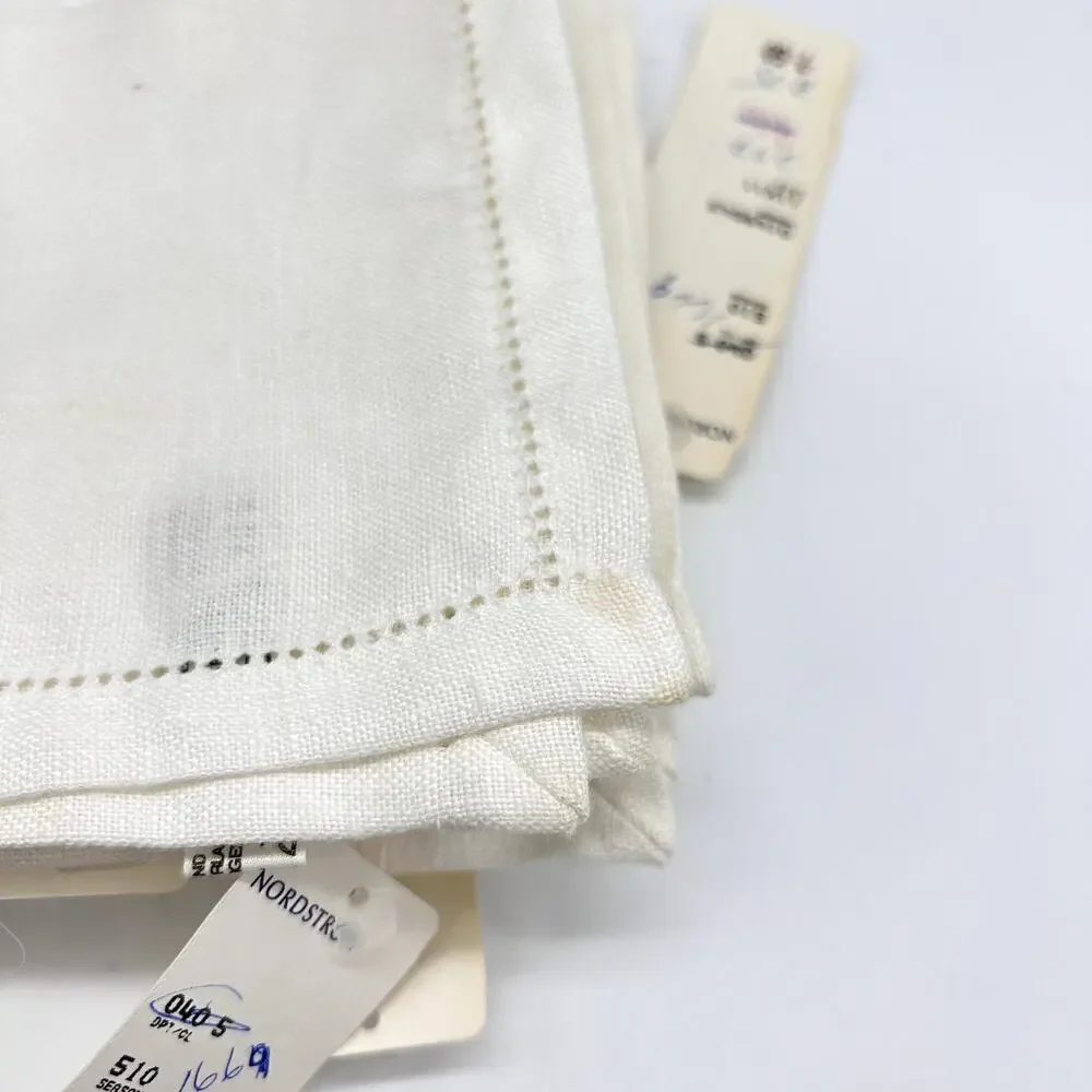 Vintage Irish Linen Cocktail Napkins Nordstrom White Square Set of 6 NWT NOS